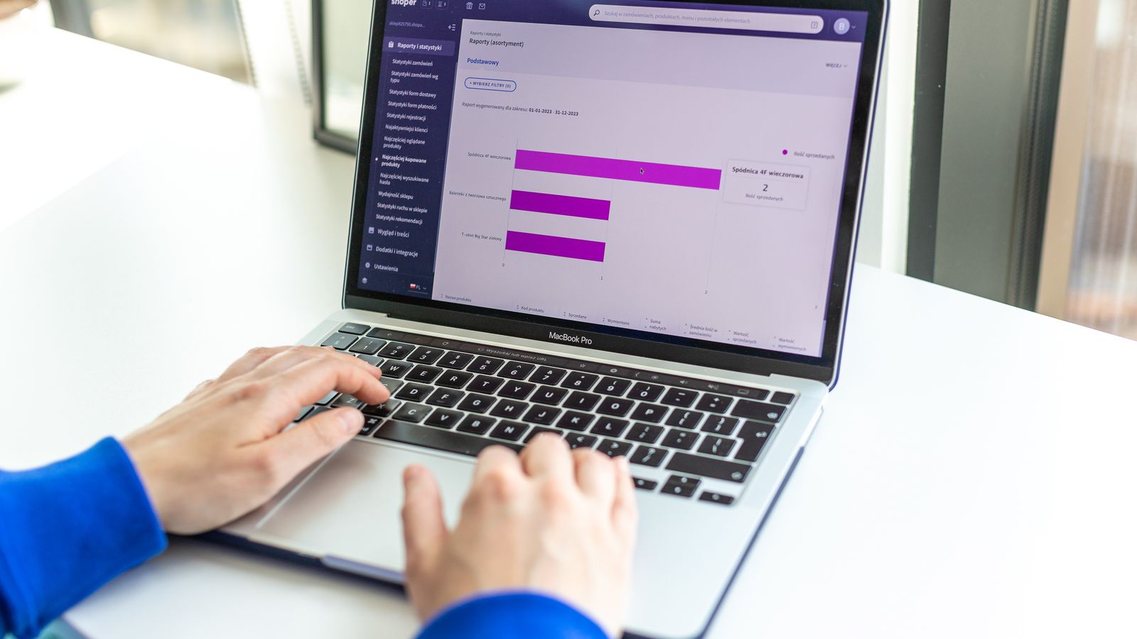 An ecommerce store's sales analytics on a laptop screen